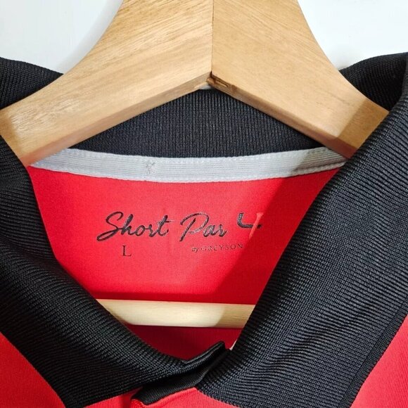 Short Par 4 Greyson Shirt Golf Polo Performance Stretch Casual Men's Large Red - Picture 7 of 8